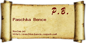 Paschka Bence névjegykártya